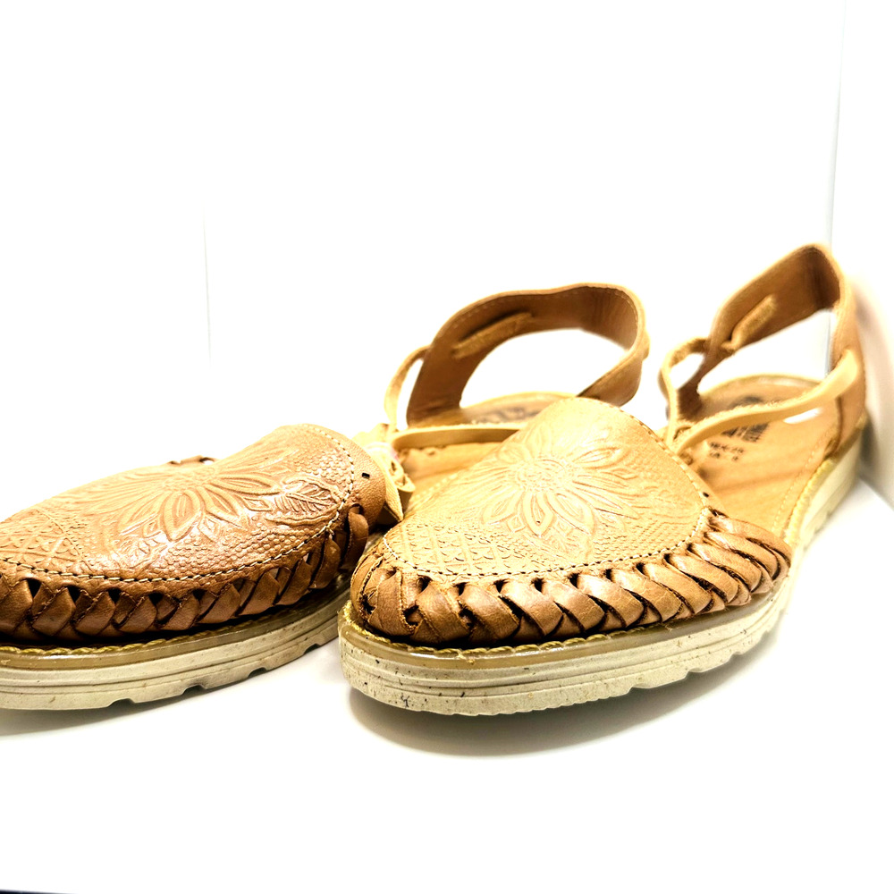 Los Carnales Sun Flower Leather Wrap Shoes Size 8 - Picture 4 of 5